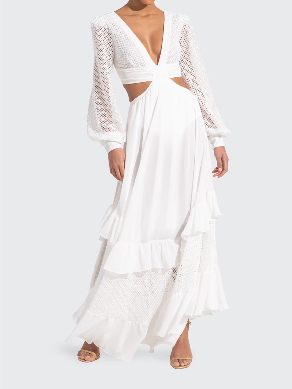 PATBO Cutout Lace-Trim Maxi Dress